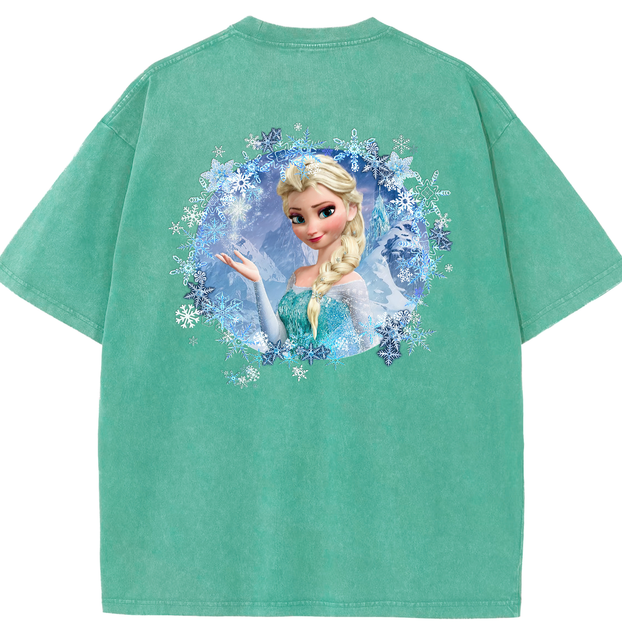 （画像用） アナと雪の女王 アンナ エルサ Frozen Anna Elsa 綿100% ヴィンテージ風 半袖Tシャツ（背面プリント）